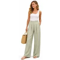 SUBLEVEL Chinos Damen Luftige Sommerhose Freizeit Weit geschnitten Stoff Palazzo-Hose