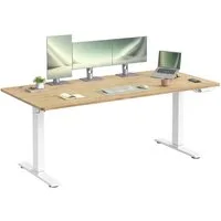VASAGLE Schreibtisch Höhenverstellbarer, USB-C-Anschluss, Erinnerung bei langem Sitzen, Ablage für Steckdosenleiste, 3 Speichertasten, 120/140/160/180cm