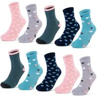 sockenkauf24 Socken 10 Paar Kindersocken für Mädchen lang Kinder Socken mit weichem Bund