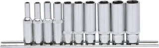 KS Tools 1/4" CHROMEplus Sechskant-Stecknuss-Satz, lang, 10-tlg 4-13mm - 918.0610