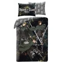 Attack on Titan Bettwäsche Set aus Mikrofaser 140 × 200 cm mit 70 × 90 cm Kissenbezug, Mikrofaser, 2 teilig