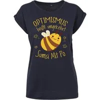 Youth Designz Print-Shirt "Optimismus Sumsi Mit Po" Damen T-Shirt mit lustigem Spruch für Frauen Statement Geschenk Print Fun Spaß