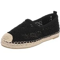Ital-Design Häkel-Espadrille für Damen, leicht und bequem, Freizeitshoes Slipper (91409633) Flach Mokassins in Schwarz