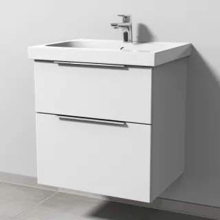 Sanipa 3way Waschtischunterbau zu Geberit iCon Light Waschtisch mit 2 Auszügen, Weiß-Soft UM57343