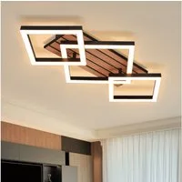 Nettlife LED Deckenleuchte Retro schwarz 14/21W eckig 3000K Warmweiß Design lampe Holz, LED fest integriert, für Küche Schlafzimmer Flur Wohnzimmer Bürolampe Zuhause