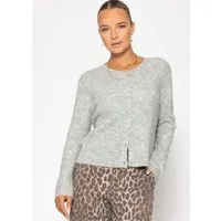 SASSYCLASSY Cardigan Cardigan mit Rippstruktur für Damen Flauschiger Strickcardigan mit Knopfleiste in geradem Schnitt