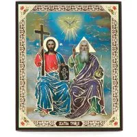 NKlaus Bild Die Heilige Dreifaltigkeit Holz Ikone 10x12cm christlich orthodox 1391, Religion
