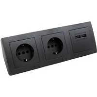 McPower Steckdosenblock McPower ''Flair'' anthrazit, 2-fach Schutzkontakt + Mehrfachsteckdose