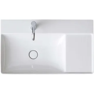 Duravit DuraSquare Möbel-WT asymmetrisch geschliffen 2348800071 80 x 47 cm, ohne Überlauf, mit Hahnlochbank, Becken links, 1 Hahnloch, weiß