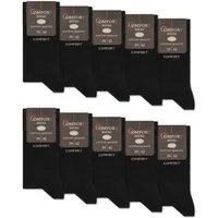 sockenkauf24 Komfortsocken 10 Paar Damen & Herren Comfort Socken (10xSchwarz, 39-42) ohne Gummibund & ohne Naht Baumwolle Komfortbund - 13100
