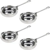 HAC24 Servierpfanne Edelstahl Mini Pfanne Gehämmert mit Stiel ø 11 cm, Edelstahl (4-tlg), Fassungsvermögen 260 ml