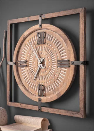 bonprix Wanduhr, braun, Gr.54,5x54,5 cm, Tolle und praktische Dekoration für die Wand