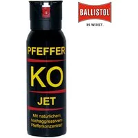 Ballistol Marderspray BALLISTOL Pfeffer-KO-Spray Jet 100ml, Tierabwehrspray, Reichweite bis ca. 4–5 m – konzentrierter Strahl, Pfeffer-KO Spray zur Abwehr aggressiver Tiere bei Spaziergängen