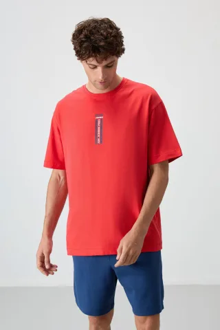 Übergröße Baumwoll Rundhalsausschnitt Bedrucktes T-Shirt