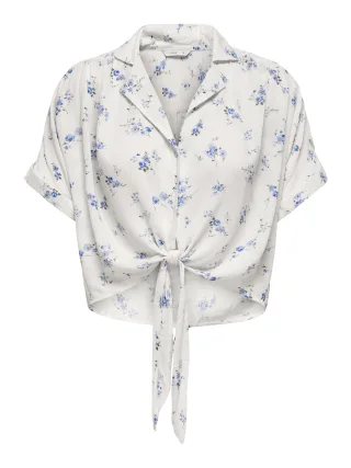 ONLY - ONLPAULA LIFE S/S TIE SHIRT WVN NOOS Cloud Dancer - Gr. - XS
