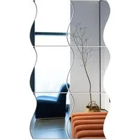 Minicloss Wandspiegel 24 Stück wellenförmige Spiegel-Wandaufkleber, DIY-Heimdekoration (24-St), aus Acryl, für Wohnzimmer, Schlafzimmer, Sofa