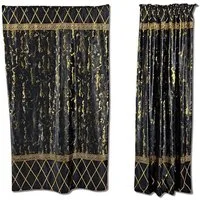 Gardinen by Justyna Verdunkelungsvorhang 2er Seiten Schal Set mit Muster Schwarz (2 St), Kräuselband, verdunkelnd, Abdunkelnd,Blickdict,Verdunkelung,Verdunkelt,Blackout
