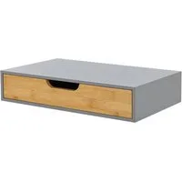 en.casa Wandregal, »Bokn« mit Schublade 40x24x8 cm Bambus Grau