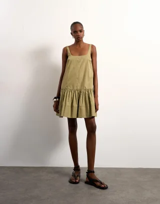 topshop - TSASTA SL MINI DRESS WVN Olive Branch - Gr. - 42