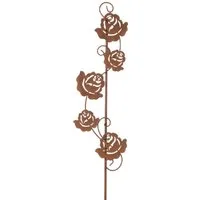 Dragimex Gartenstecker Metall Stecker Rosenranke. Rost Gartenstecker Blumenstecker Rose 115cm
