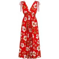 ITALY VIBES Sommerkleid - sommerliches Maxikleid mit Floralem Print und V-Ausschnitt für Damen