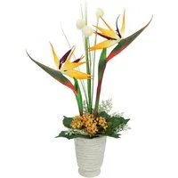 Kunstpflanze Strelitziengesteck in Topf Strelitzie, I.GE.A., Höhe 63 cm