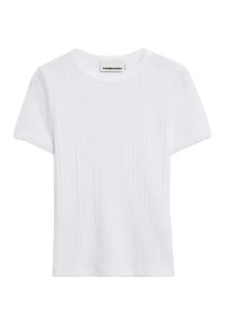 Armedangels - T-Shirt mit Pointelle-Muster weiß - Gr. - M