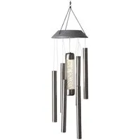 STAR TRADING LED Solarleuchte Solar Windspiel Bubbly, LED Solar-Windspiel,Bubbly, Edelstahl, Licht und Klang, Lichtsensor