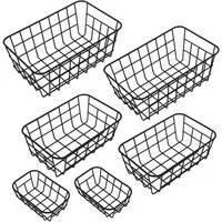 Spetebo Aufbewahrungskorb aus Metall schwarz 2x 25 / 21 / 15 cm (6er Set, 1 St., Stück), ineinander Stapelbar