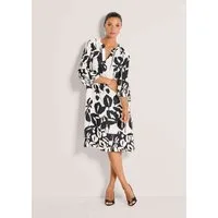 MADELEINE Midikleid Druckkleid mit floralem Muster Midikleid mit Rundhals, V-Ausschnitt, Taschen, 3/4-Arm und Knielänge