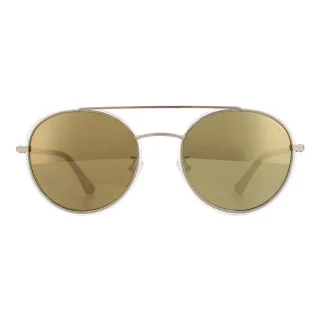 Police Round Mens Light Gold Crystal Grey Brown Gold Mirror Sonnenbrillen