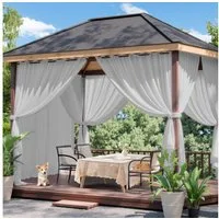 Jibenhome Outdoorgardine Verdunkelungsgardine Ösen Vorhang Wetterfest& UV-Schutz (2 St), Lichtschutz, Outdoor vorhang ösen oben,Wasserdicht & Winddicht