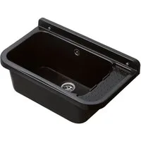 Hydroland Waschbecken Granit Schwarz 60, Ausgussbecken Spülbecken Kunststoff mit Ablaufgarnitur 60x34x21