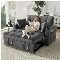 Merax Schlafsofa, mit 3-in-1 Bettfunktion,Loungesessel mit Schlaffunktion,viel Stauraum