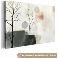 OneMillionCanvasses® Leinwandbild Wabi sabi - Beige - Pflanze, Fotodruck (1 St), Leinwand Bilder Klein, Wand Dekoration Aesthetic 30x20 cm