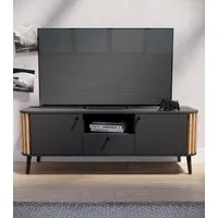 Home affaire Lowboard Stavanger, Breite 138cm, Paneel-Stäbchen-Optik, 1 Schubkasten, 2 Türen (1 St), 1 offenes Fach, TV-Möbel, TV-Schrank, TV-Lowboard, Mediaboard