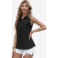 Imily Bela Jeansweste Damen Ärmelloses Sommerhemd (Packung, 1-tlg., 1per-Pack) Einfarbig