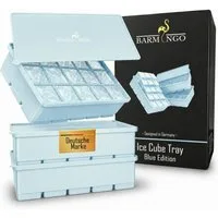 BARMINGO Eiswürfelform mit Deckel Silikon, BPA-freie Eiswürfelform groß / XXL, (3er Set), Große Eiswürfel Form, auslaufsicher & spülmaschinenfest
