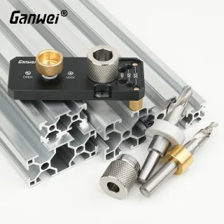 Aluminum Profile Drilling Jig 20/30/40 Series Profile Positioning Punching Locator Set with M6 and M8 Step Drill Bits