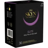 SKYN Kondome Elite (Ultra Thin & Ultra Soft) Packung mit, 36 St., hypoallergene Kondome, ideal für Latexallergiker, superdünne latexfreie Kondome aus Sensoprène™