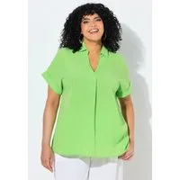 Ulla Popken Tunika Bluse Rücken-Knöpfe Oversized Zierfalte Halbarm