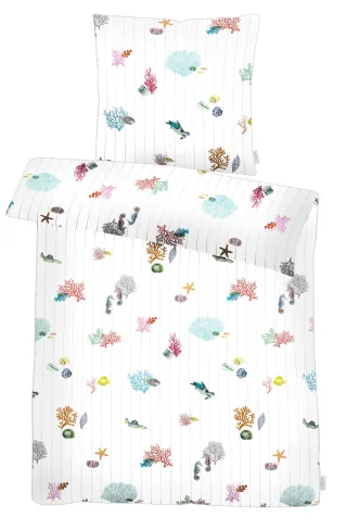 APELT Bettwäsche "Reef GOTS" 2 tlg. Bettwäsche-Set mit Reißverschluss, Baumwoll-Satin, Digitaldruck