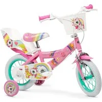 Toimsa Bikes Kinderfahrrad 12 Zoll Kinder Fahrrad Unicorn Mädchenfahrrad Rad Bike Einhorn 12219, 1 Gang, Puppensitz, Korb, Stützräder