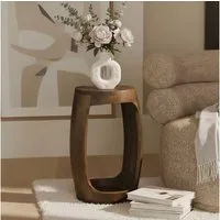 FINEBUY Beistelltisch FB116320 Anstelltisch Mango Massivholz 30 cm Ablagetisch rund modern (Kompakter, eleganter und vielseitiger Ablagetisch), Handgefertigt aus echtem Massivholz