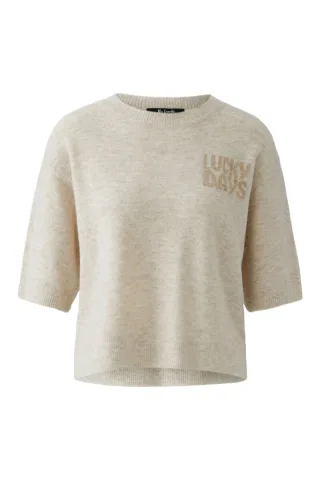 Miss Lagotte - Strickpullover mit Stickerei beige - Gr. - 34