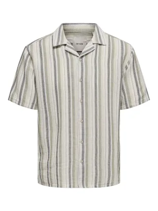 ONLY&SONS - ONSTREV LIFE REG STRIPE SS SHIRT NOOS Seagrass - Gr. - XL