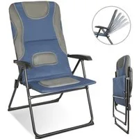 HOMECALL Campingstuhl Hochlehner Gartenstuhl Klappstühle Gepolstert Faltstuhl Balkonstuhl (Belastbar 150KG, mit 5-Fach Verstellbare lehne, 1 St)