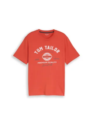Tom Tailor - T-Shirt mit Logo-Print Chili Orange - Gr. - XXL