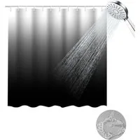 OKWISH Duschvorhang Badezimmer Vorhang Badewannenvorhang Dusche Textile Vorhänge Breite 150 cm (150x180 cm Wasserabweisend Anti-schimmel Waschbar 12 Duschvorhangringe, 1-tlg., Stoffvorhang), Badevorhang für Badewanne Hotelbad Dusche Reisemobil usw.