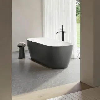 LAUFEN freistehende Badewanne MEDA 800x1800x590mm, aussen: verkehrsgrau matt/ innen: weiss glänzend H2201121670001